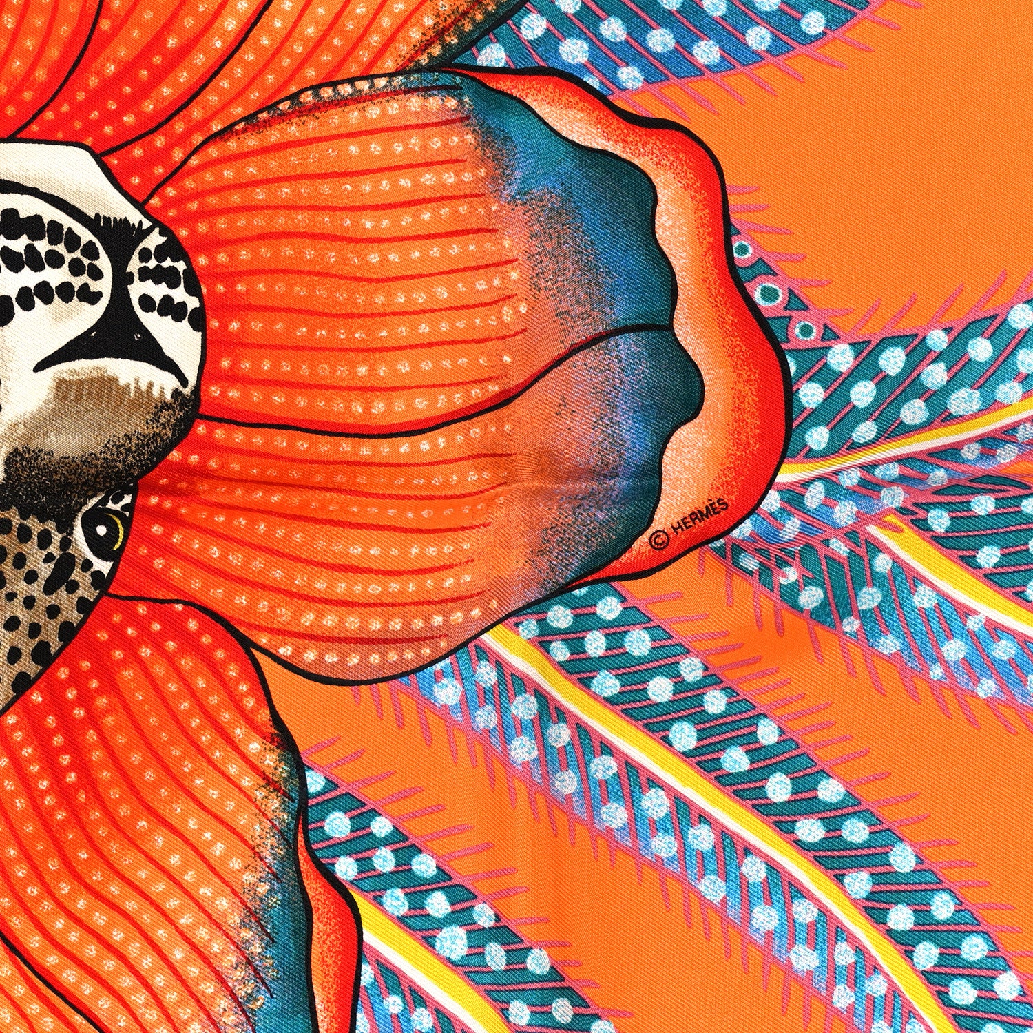 Hermes Silk Baobab Cat Scarf 45 4 of 5