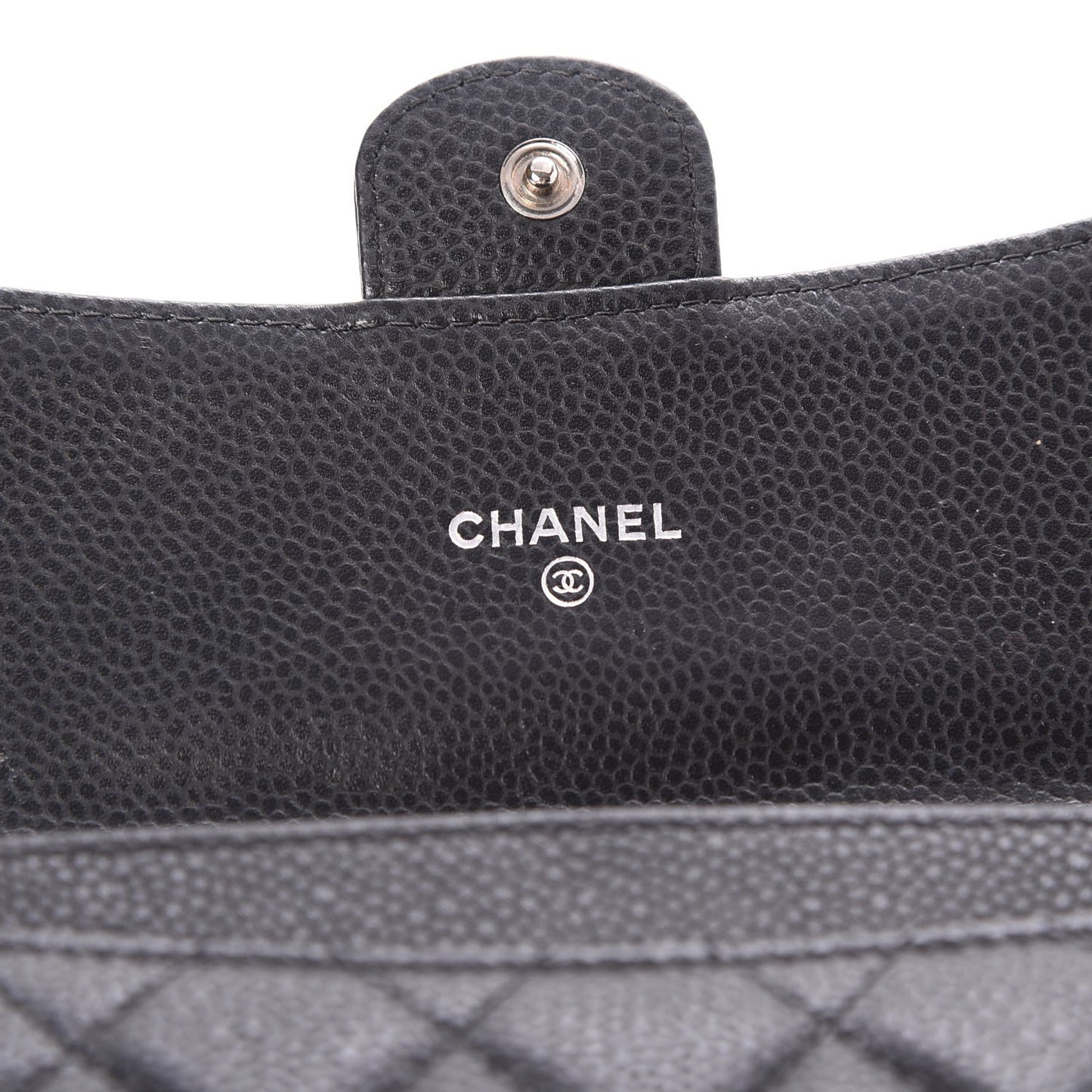 Caviar Quilted Small Flap Wallet Black
