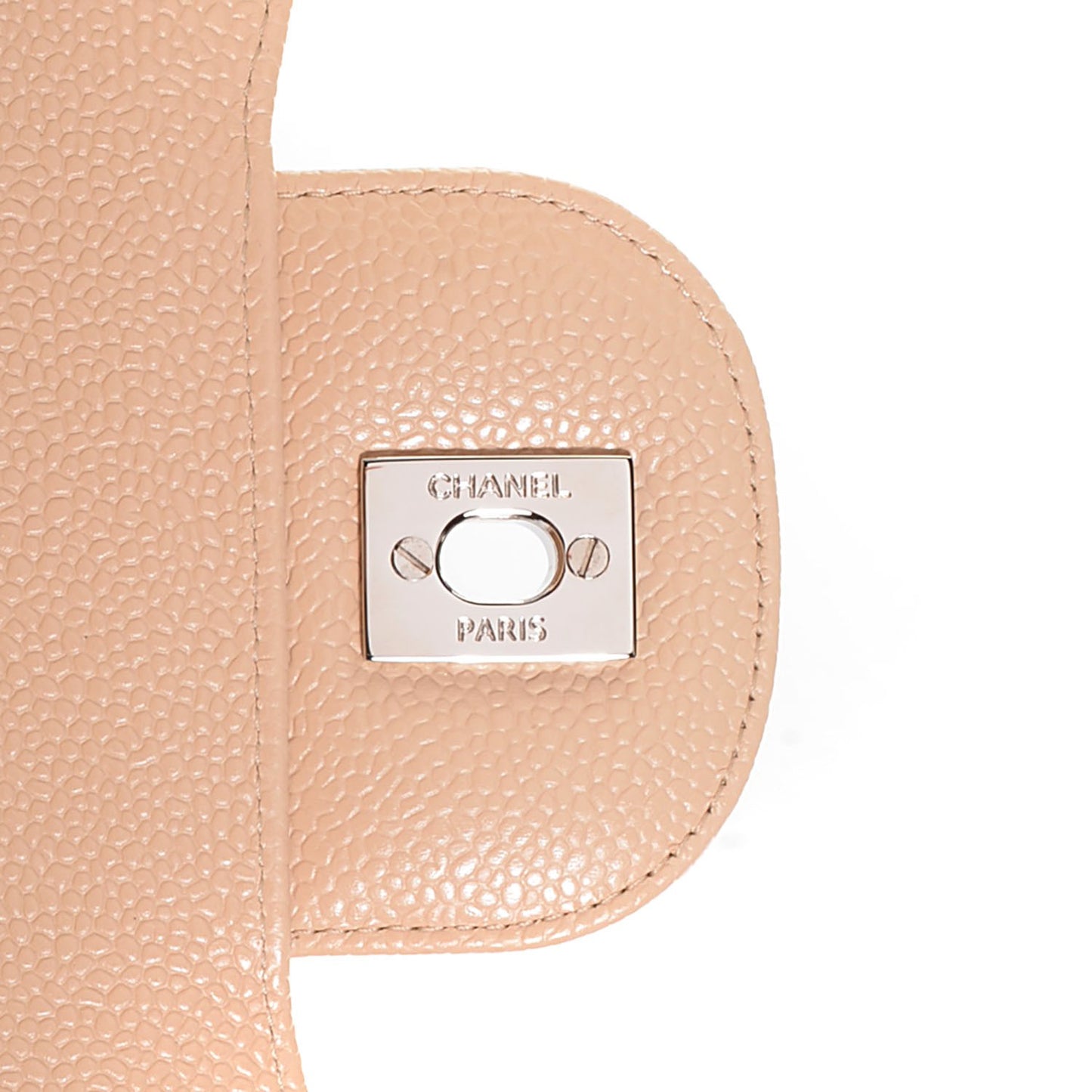 Caviar Quilted Jumbo Double Flap Beige Clair