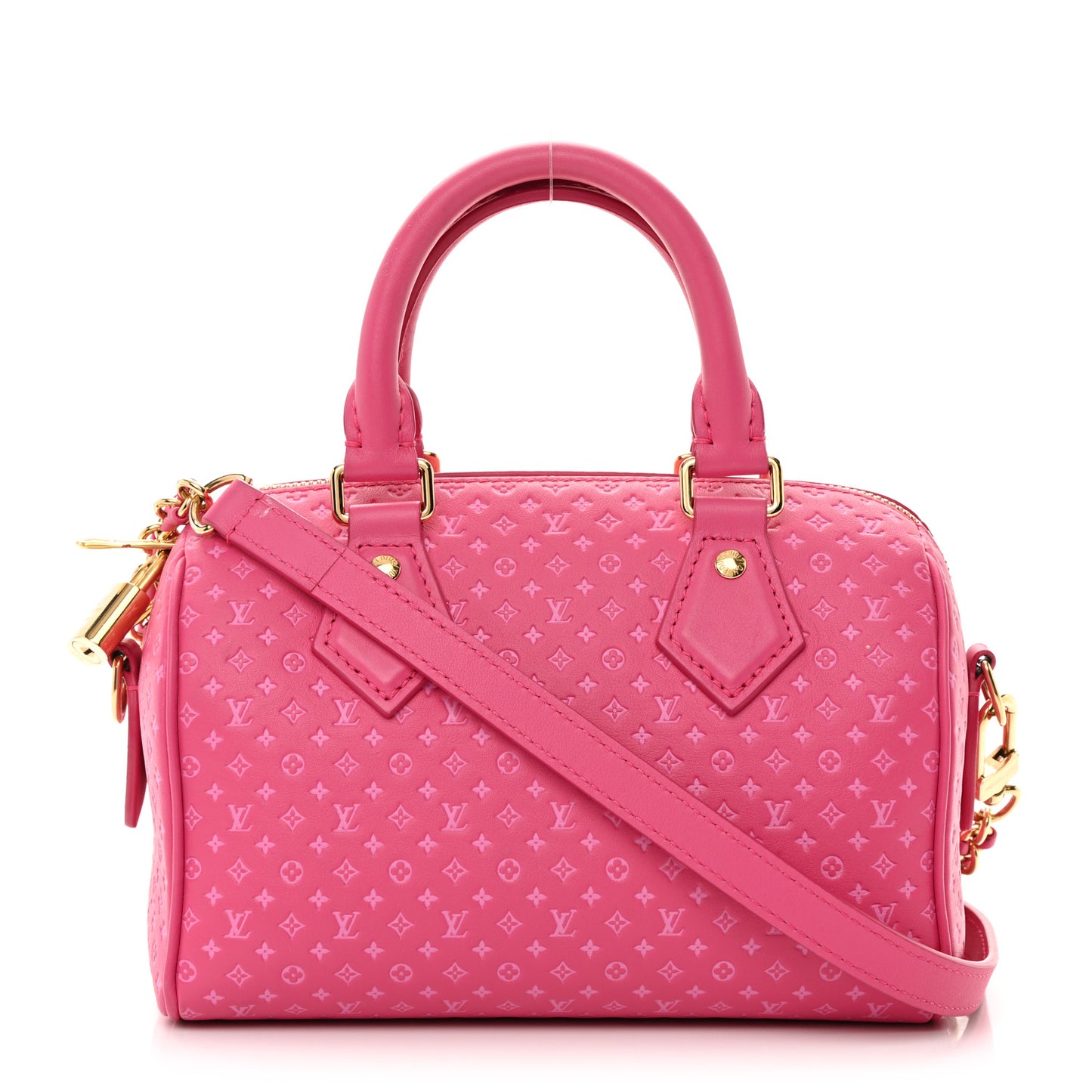 Calfskin Nanogram Embossed Speedy Bandouliere 20 Rose