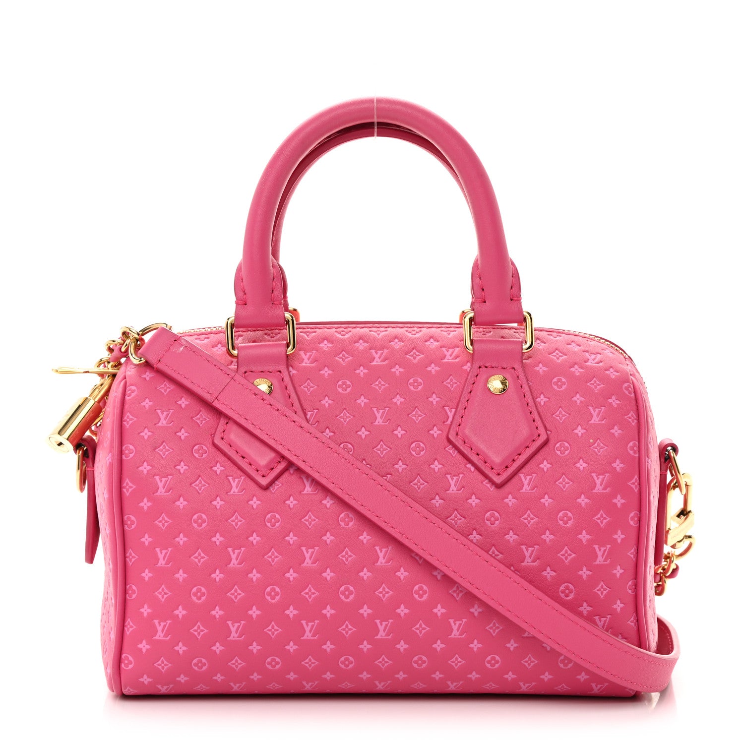Louis Vuitton Calfskin Nanogram Embossed Speedy Bandouliere 20 Rose 1 of 17