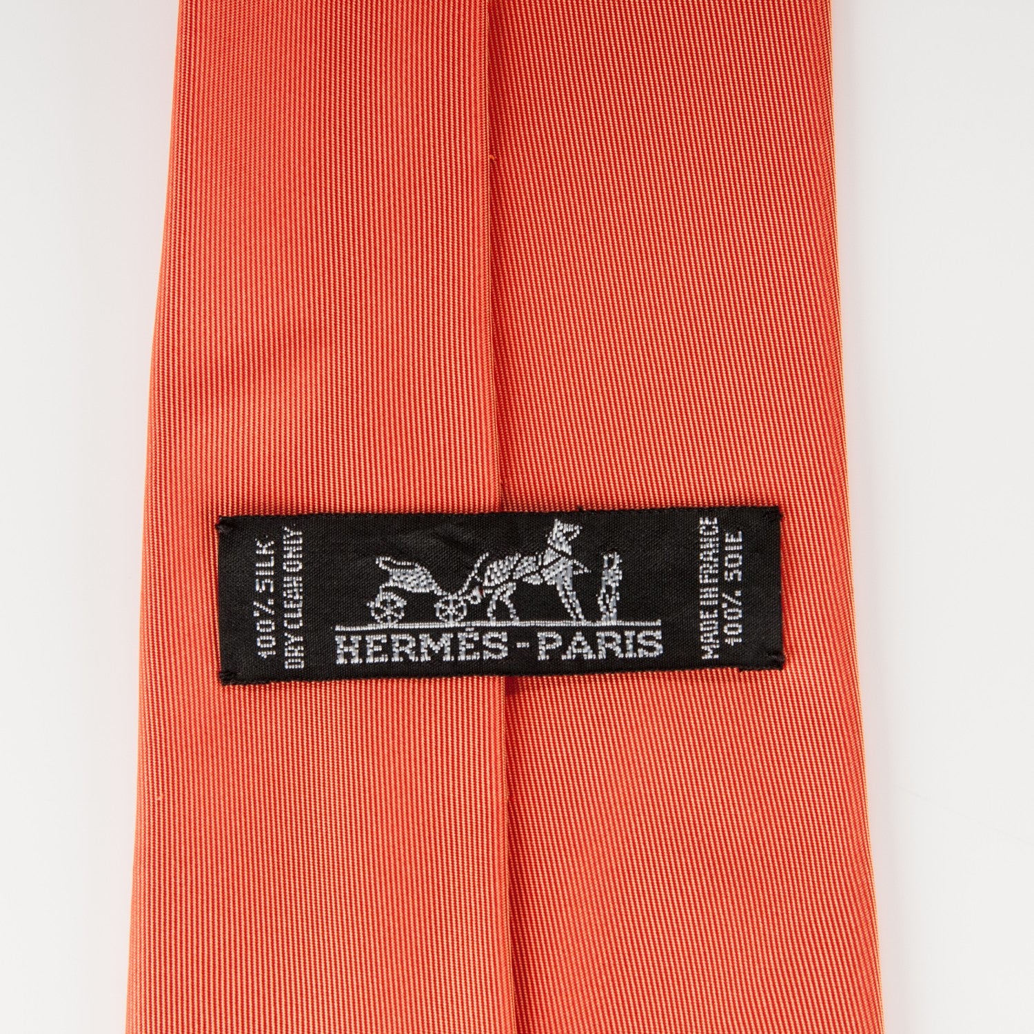 Hermes Woven Silk Mens Neck Tie Orange 3 of 5