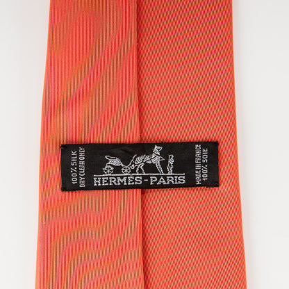 Hermes Woven Silk Mens Neck Tie Orange 3 of 5