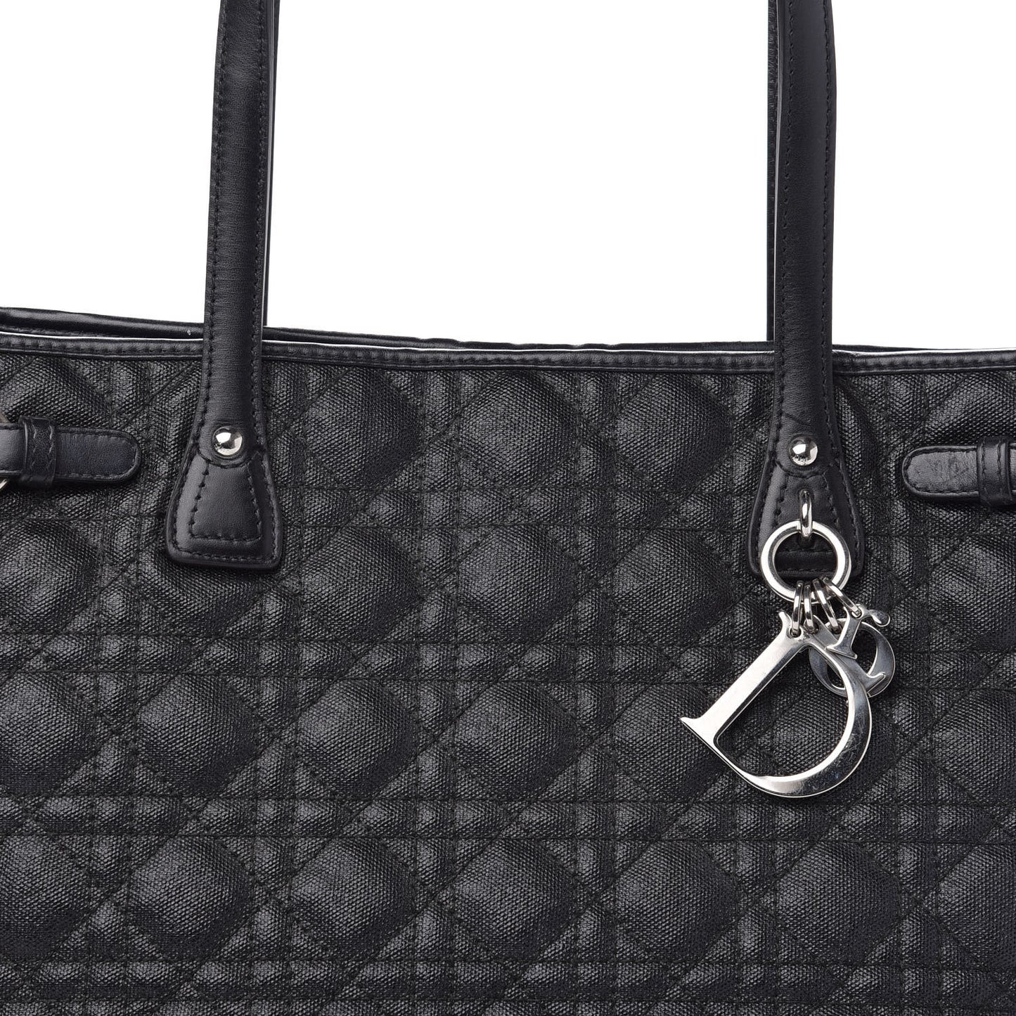 Coated Canvas Cannage Medium Panarea Tote Black