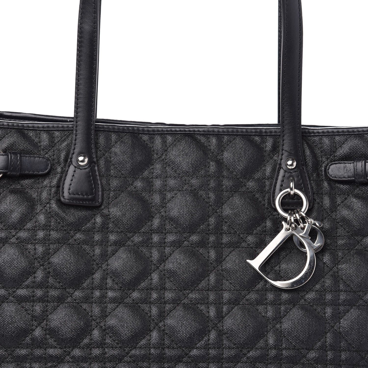 Christian Dior Coated Canvas Cannage Medium Panarea Tote Black 10 of 10