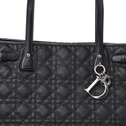 Christian Dior Coated Canvas Cannage Medium Panarea Tote Black 10 of 10
