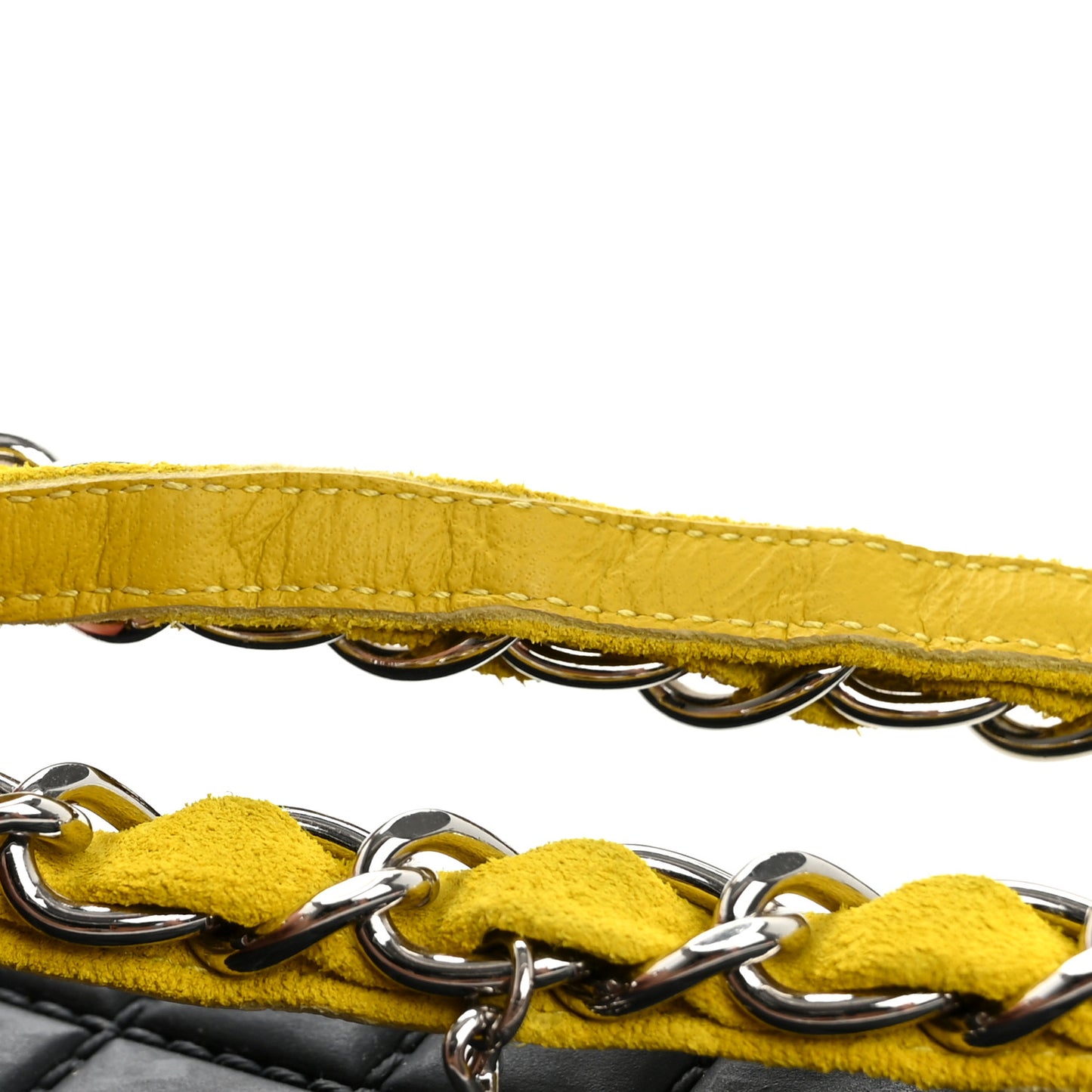Suede Calfskin Quilted Chain Thong Sandals 37 Yellow
