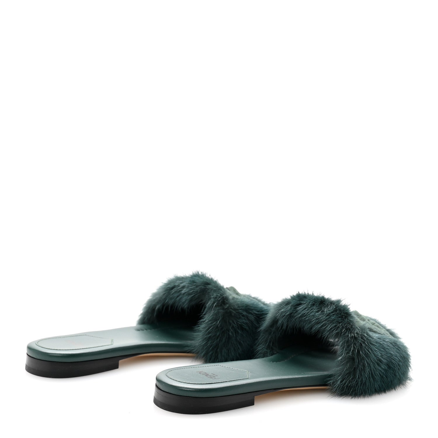 Fendi Mink FF Baguette Slide Sandals 37 Sage 5 of 8