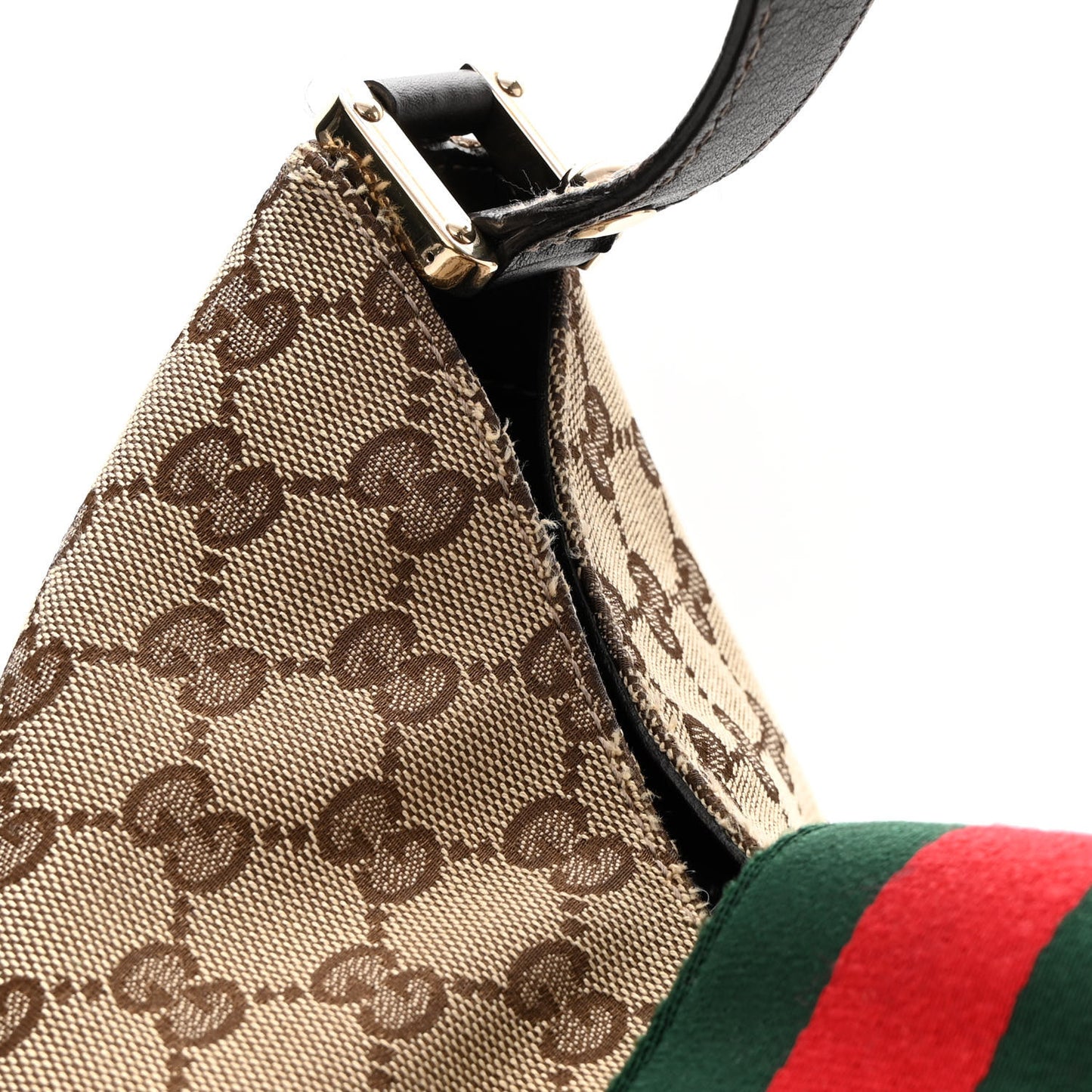 Monogram Large New Ladies Web Hobo Dark Brown
