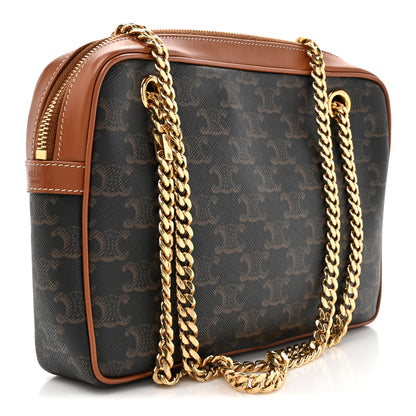 Celine Triomphe Canvas Calfskin Medium Patapans Tan 3 of 11