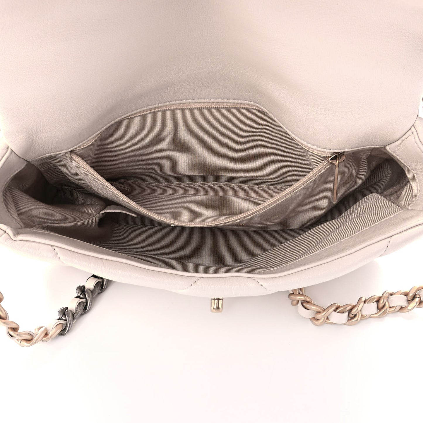 Lambskin Quilted Medium Chanel 19 Flap Light Beige