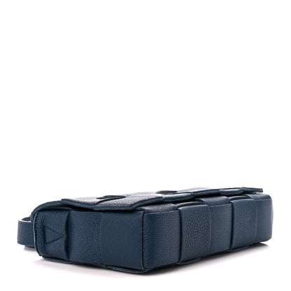 Bottega Veneta Grained Calfskin Maxi Intrecciato Cassette Crossbody Bag Deep Blue 4 of 12