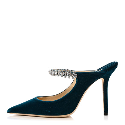 Jimmy Choo Velvet Crystal Bing 100 Pumps 38.5 Blue 1 of 8