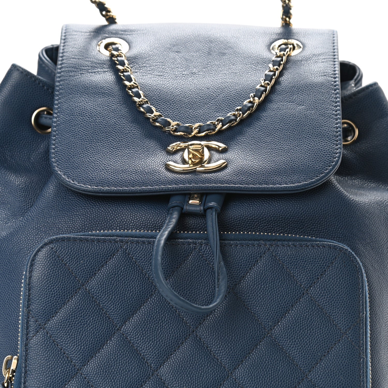 Chanel Caviar Quilted Business Affinity Backpack Blue 7 of 9
