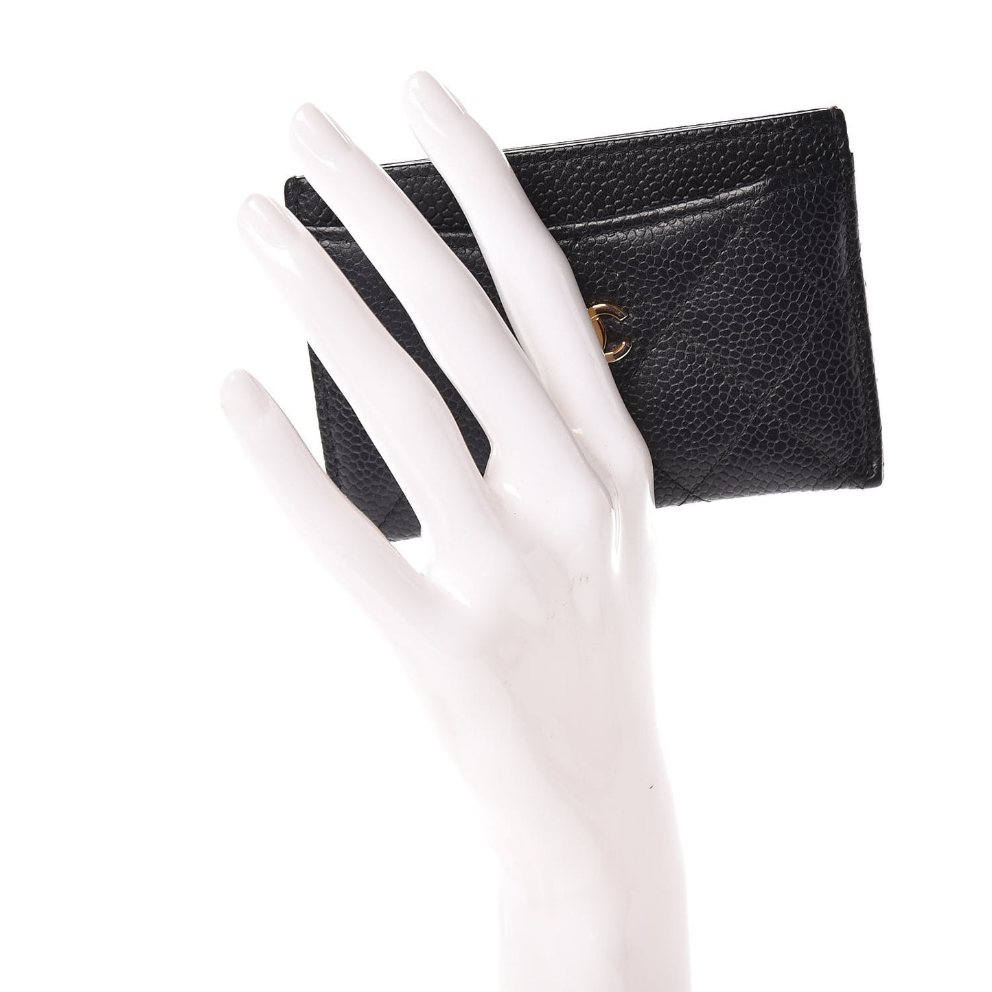 Caviar Quilted Card Holder Black
