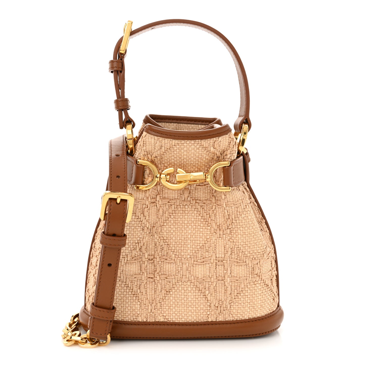 Raffia Calfskin Cannage Small C'est Dior Cannage Bucket Bag Natural
