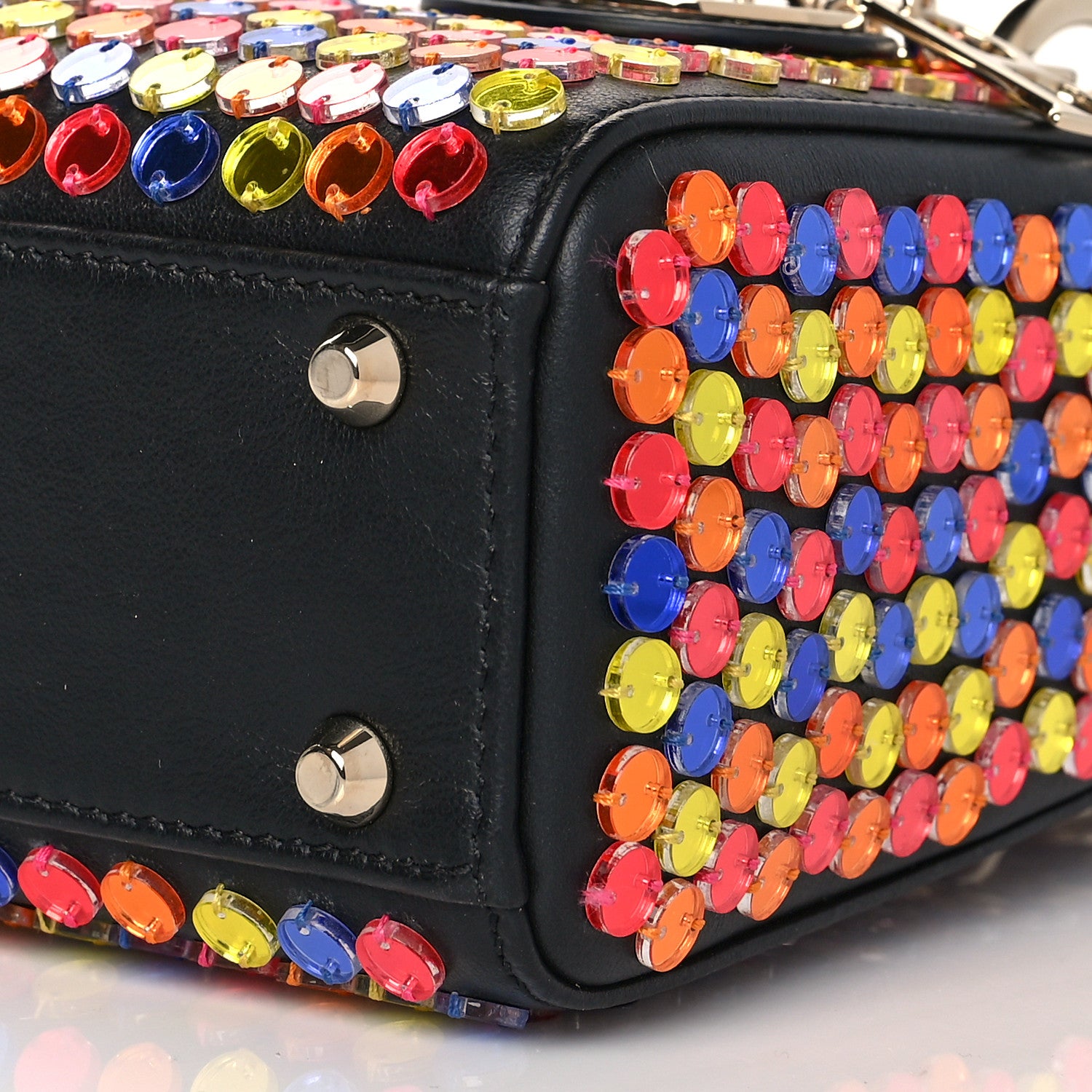 Christian Dior Sequin Calfskin Mini Lady Dior Black Multicolor 6 of 10