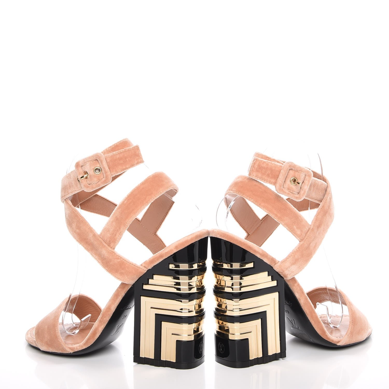 Louis Vuitton Velvet Monumenta Cross Sandals 39 Blush 5 of 13