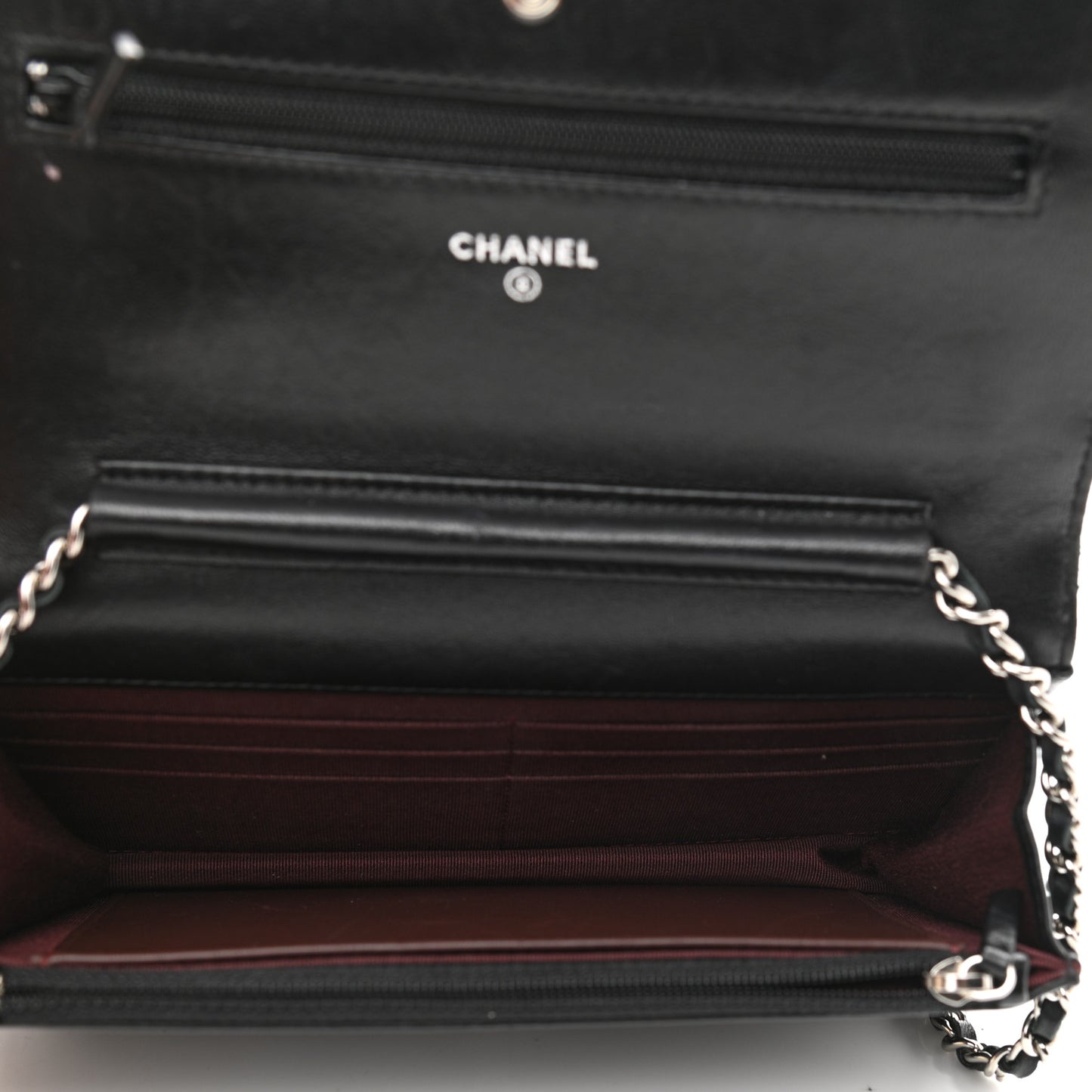 Lambskin Quilted Wallet On Chain WOC Black