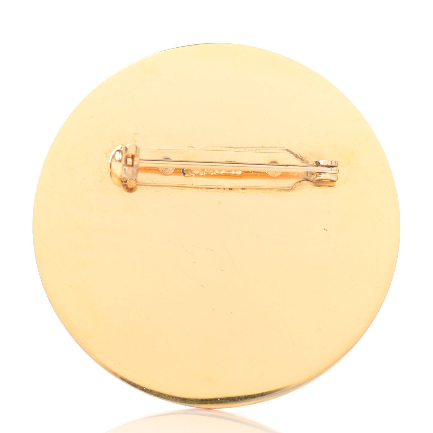 Enamel Coco Paris CC Pin Brooch Red Gold
