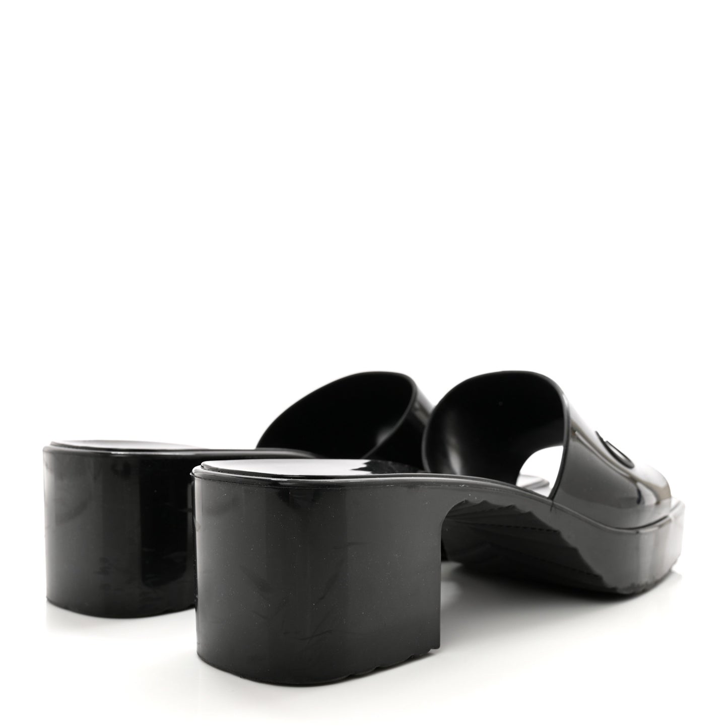 Rubber Gucci Logo Womens Platform 20/60mm Slide Sandals 38 Black