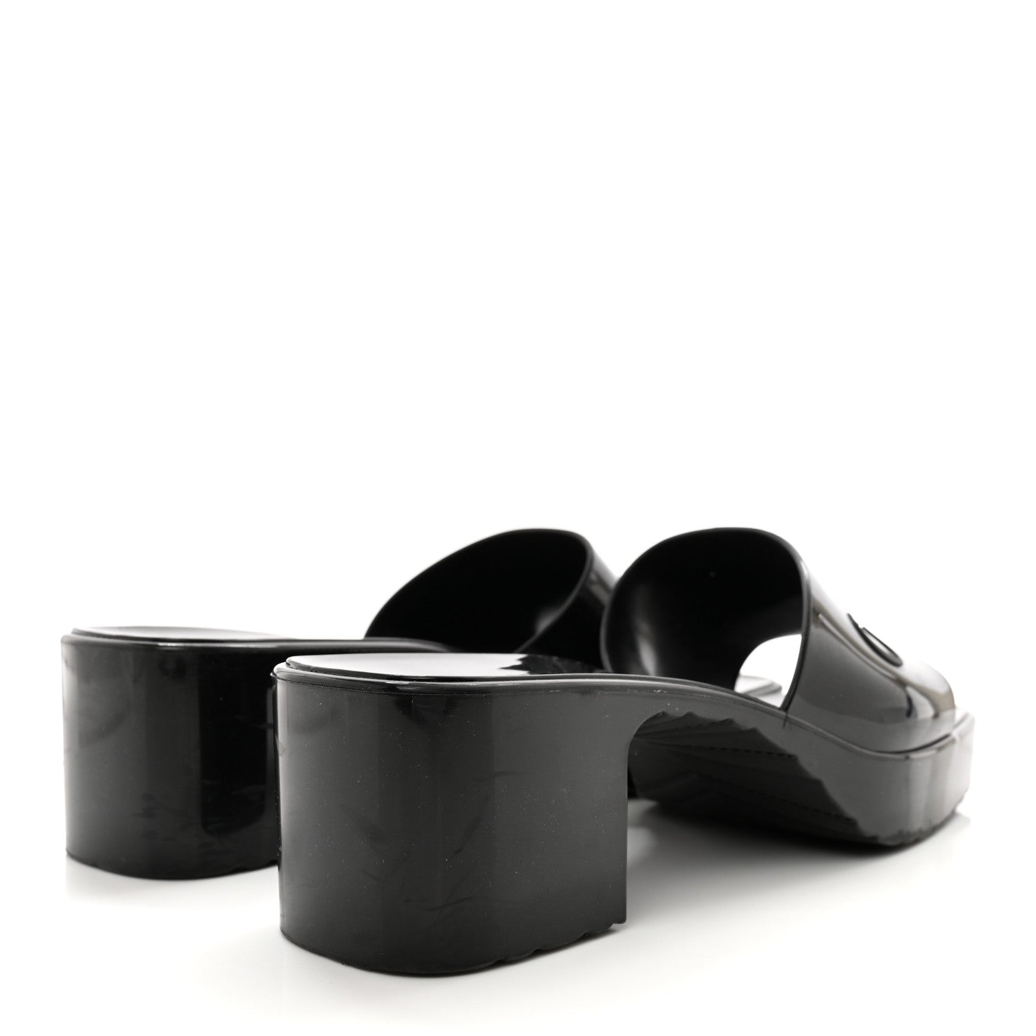 Gucci Rubber Gucci Logo Womens Platform 20/60mm Slide Sandals 38 Black 4 of 13