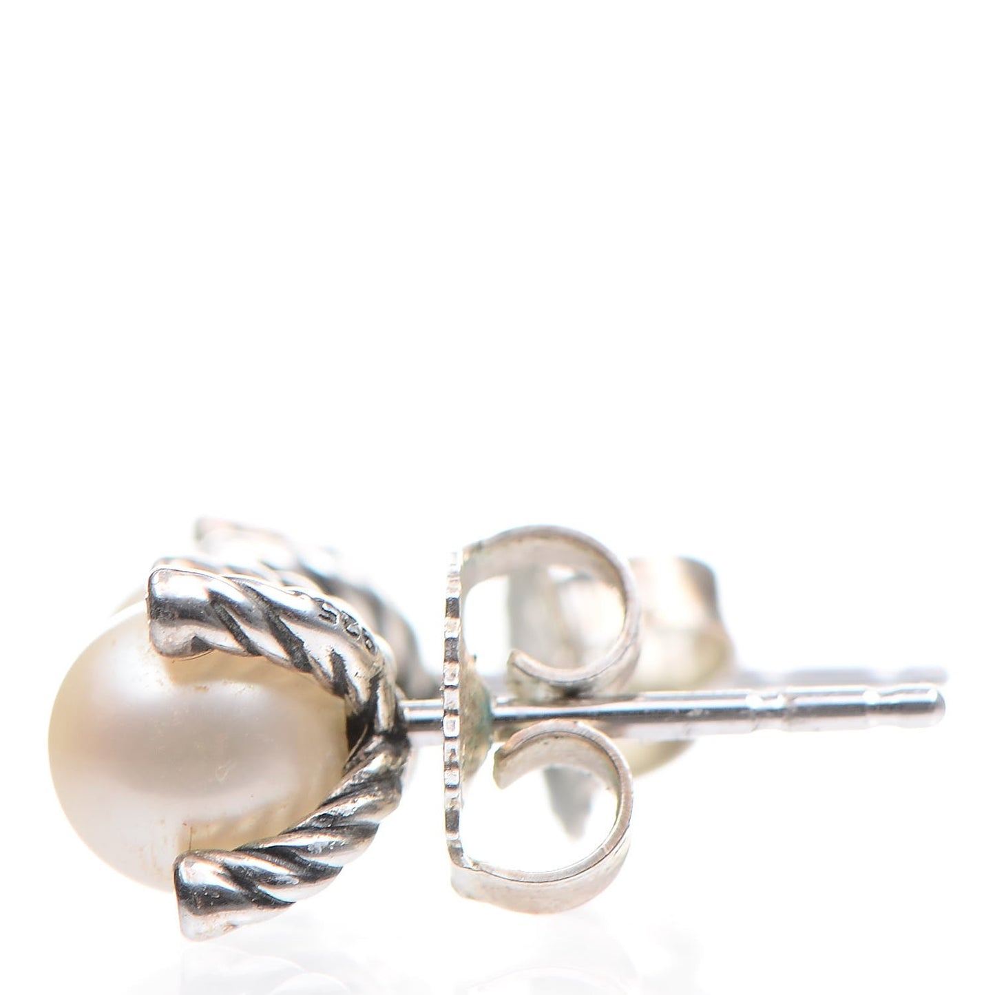 Sterling Silver Diamond Pearl 7mm Earrings