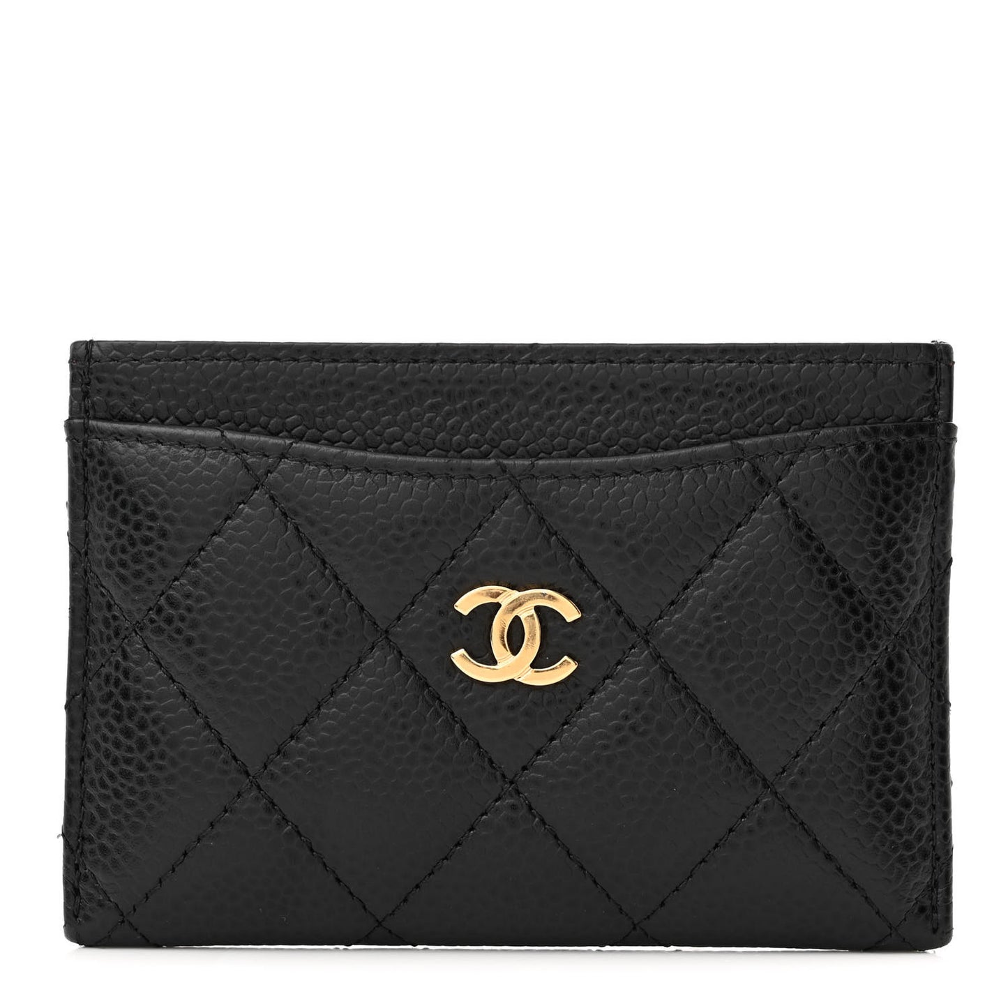 Caviar Quilted Card Holder Black