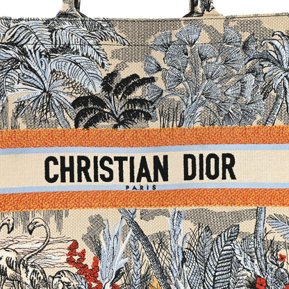 Christian Dior Canvas Embroidered Toile De Jouy Tropicalia Large Book Tote Denim Blue 8 of 13