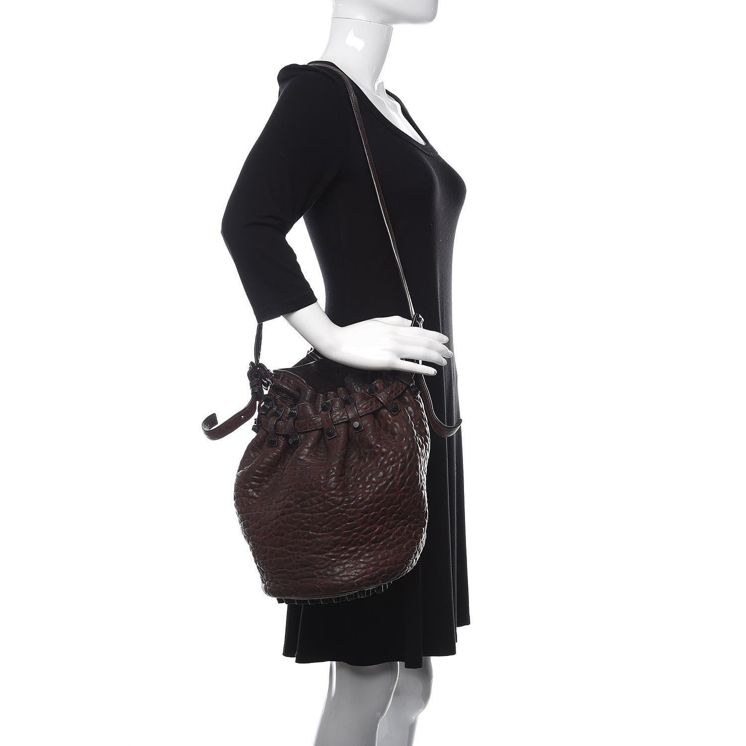 Alexander Wang Pebbled Lambskin Diego Bucket Bag Beet Black Hardware 2 of 11