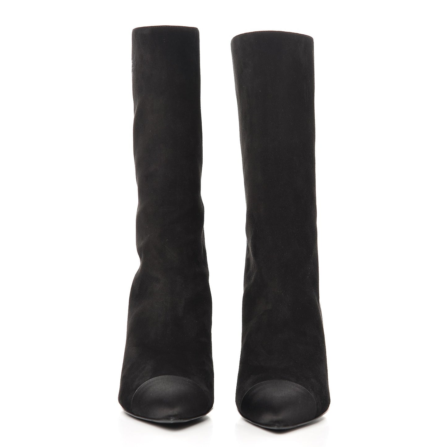 Suede Calfskin Satin Gabrielle Cap Toe Short Boots 37 Black