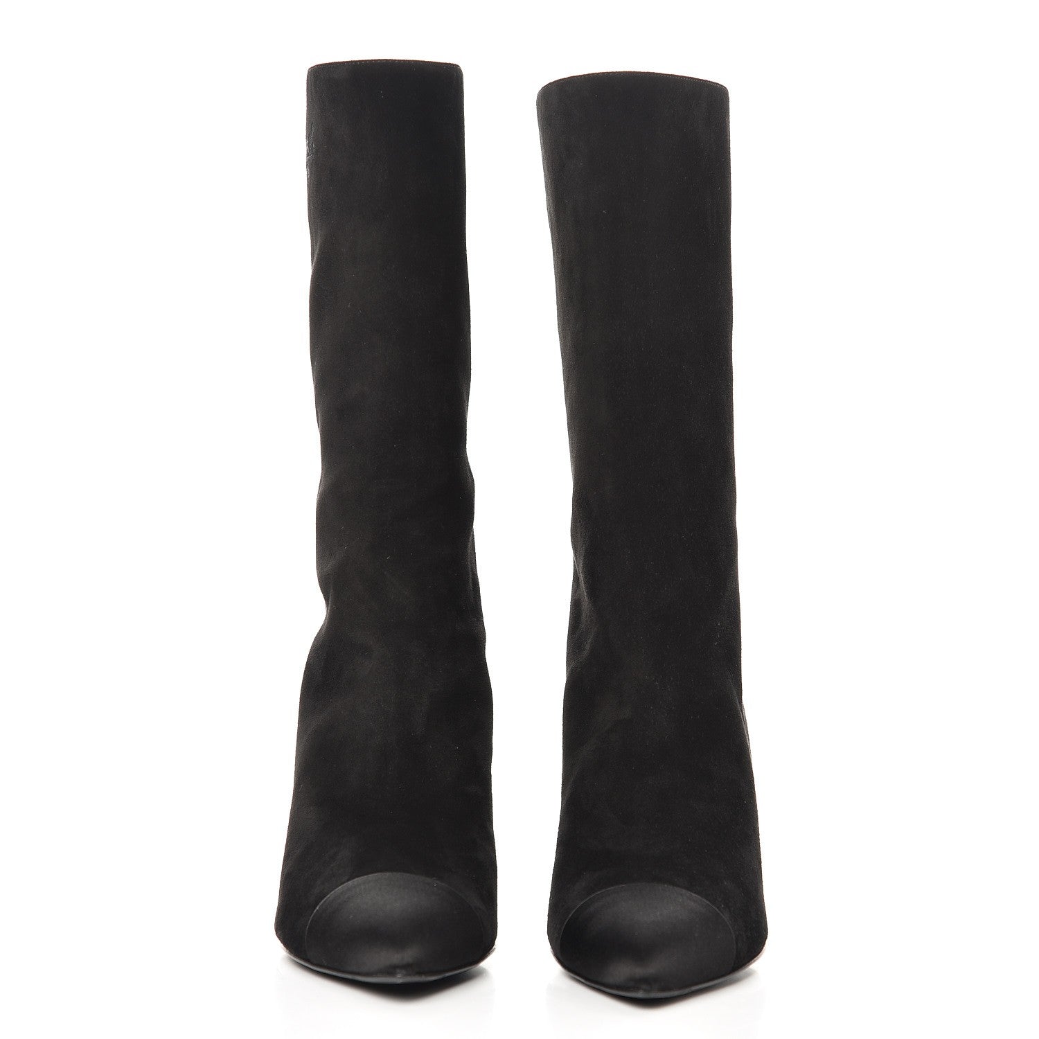 Chanel Suede Calfskin Satin Gabrielle Cap Toe Short Boots 37 Black 2 of 10