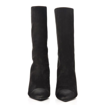 Chanel Suede Calfskin Satin Gabrielle Cap Toe Short Boots 37 Black 2 of 10