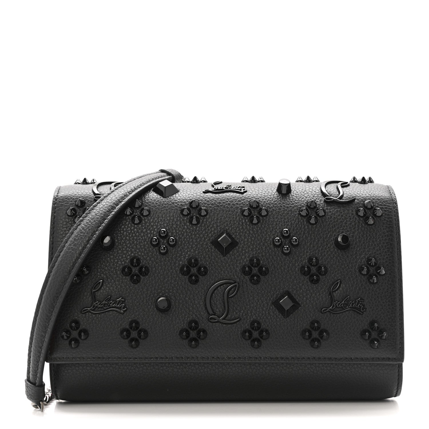 Christian Louboutin Calfskin Spikes Loubinthesky Paloma Clutch Black 1 of 11