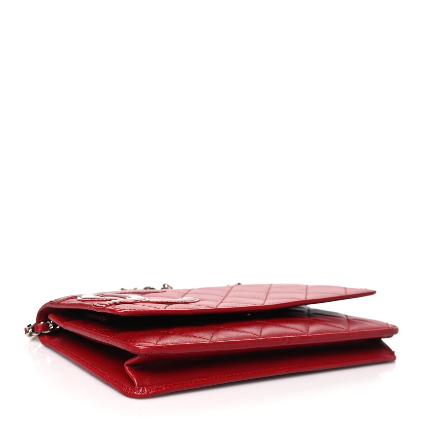 Calfskin Quilted Cambon Wallet On Chain WOC Red