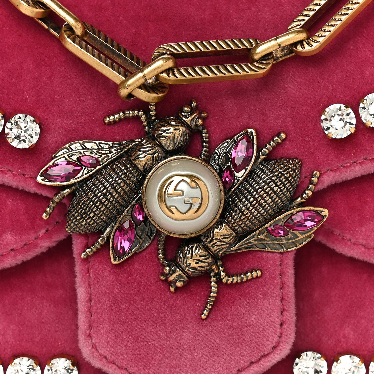 Velvet Crystal Mini Bee Broadway Shoulder Bag Light Raspberry Rose