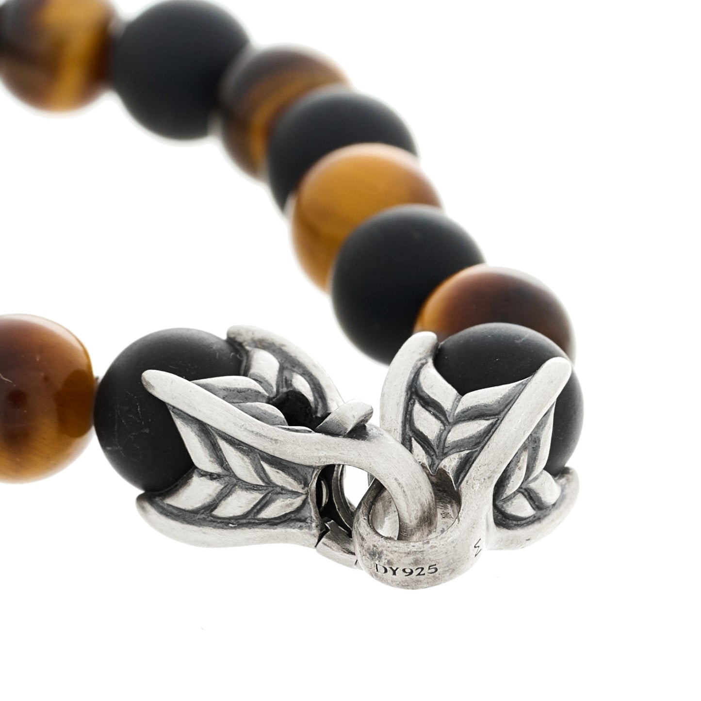 Sterling Silver Red Tiger Eye Black Onyx 8mm Spiritual Beads Bracelet