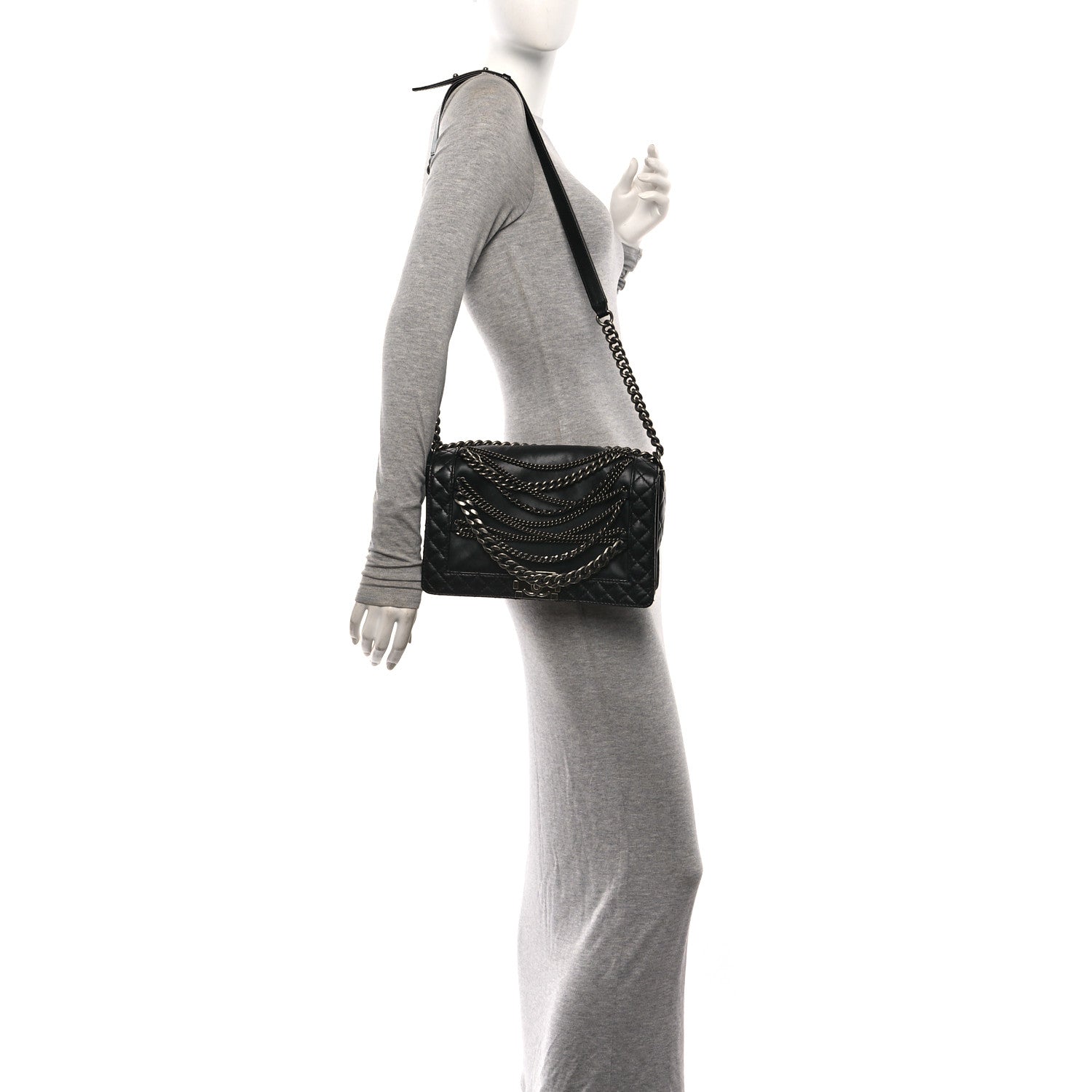 Chanel Calfskin Enchained New Medium Boy Flap Black 2 of 10