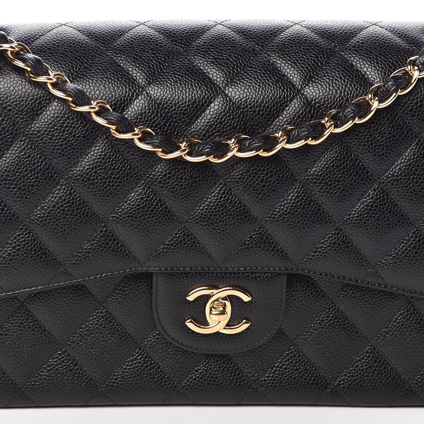 Caviar Quilted Jumbo Double Flap Black
