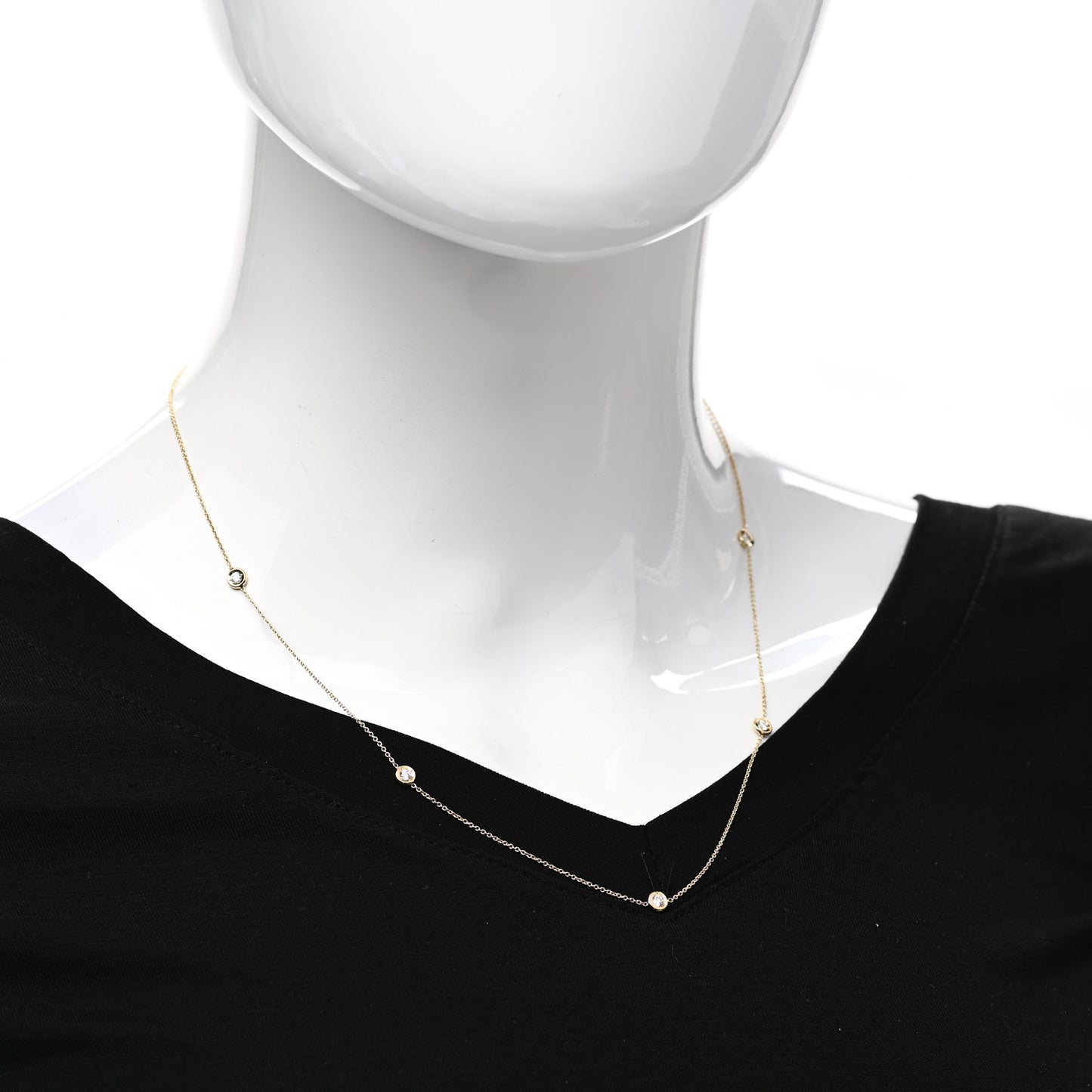 18K Yellow Gold Diamond .25ct Diamonds By The Inch Five Station Necklace