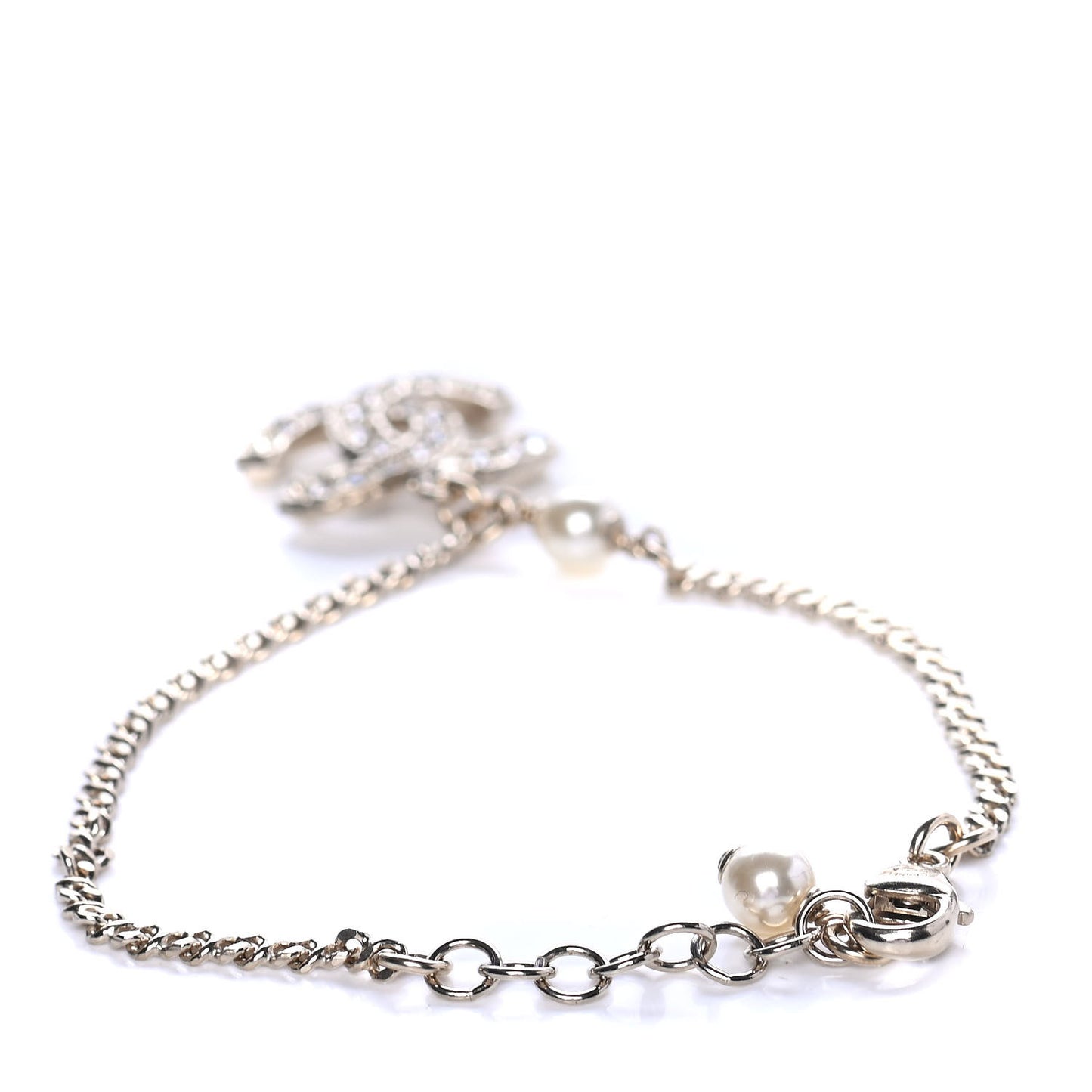 Pearl Crystal CC Bracelet Light Gold