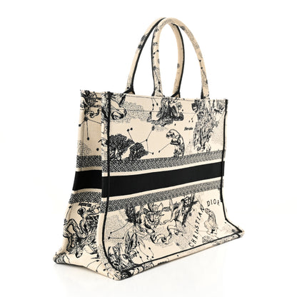 Christian Dior Canvas Embroidered Large Zodiac Toile De Jouy Book Tote Latte 2 of 13