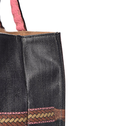 Fendi Coated Canvas Calfskin Romano Selleria Borghese Print Special Shopping Tote Blue Rosa 18 of 22