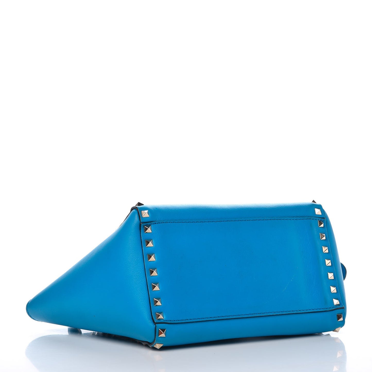 Vitello Mini Rockstud Double Handle Tote Blue Fluo