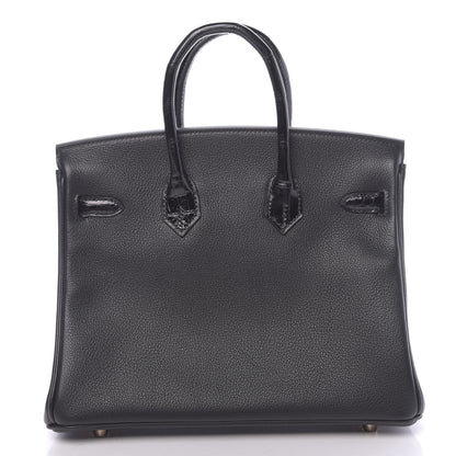 Hermes Taurillon Novillo Shiny Niloticus Crocodile Birkin Touch 25 Black 4 of 42