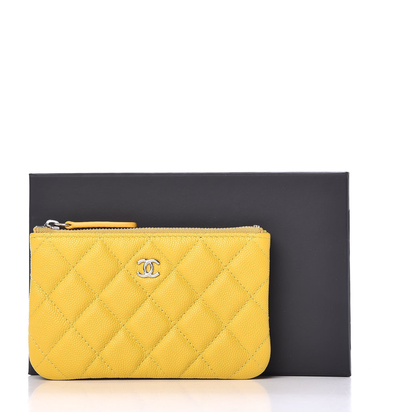 Caviar Quilted Small Cosmetic Case Yellow