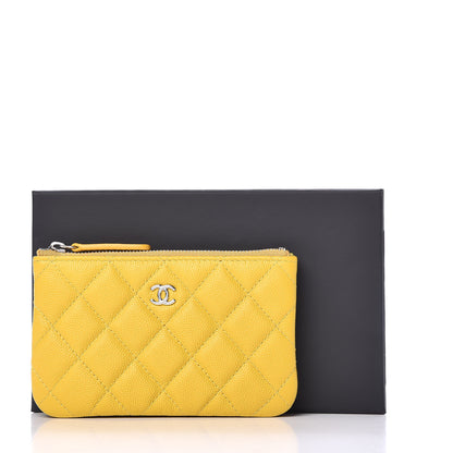 Chanel Caviar Quilted Small Cosmetic Case Yellow 10 of 10