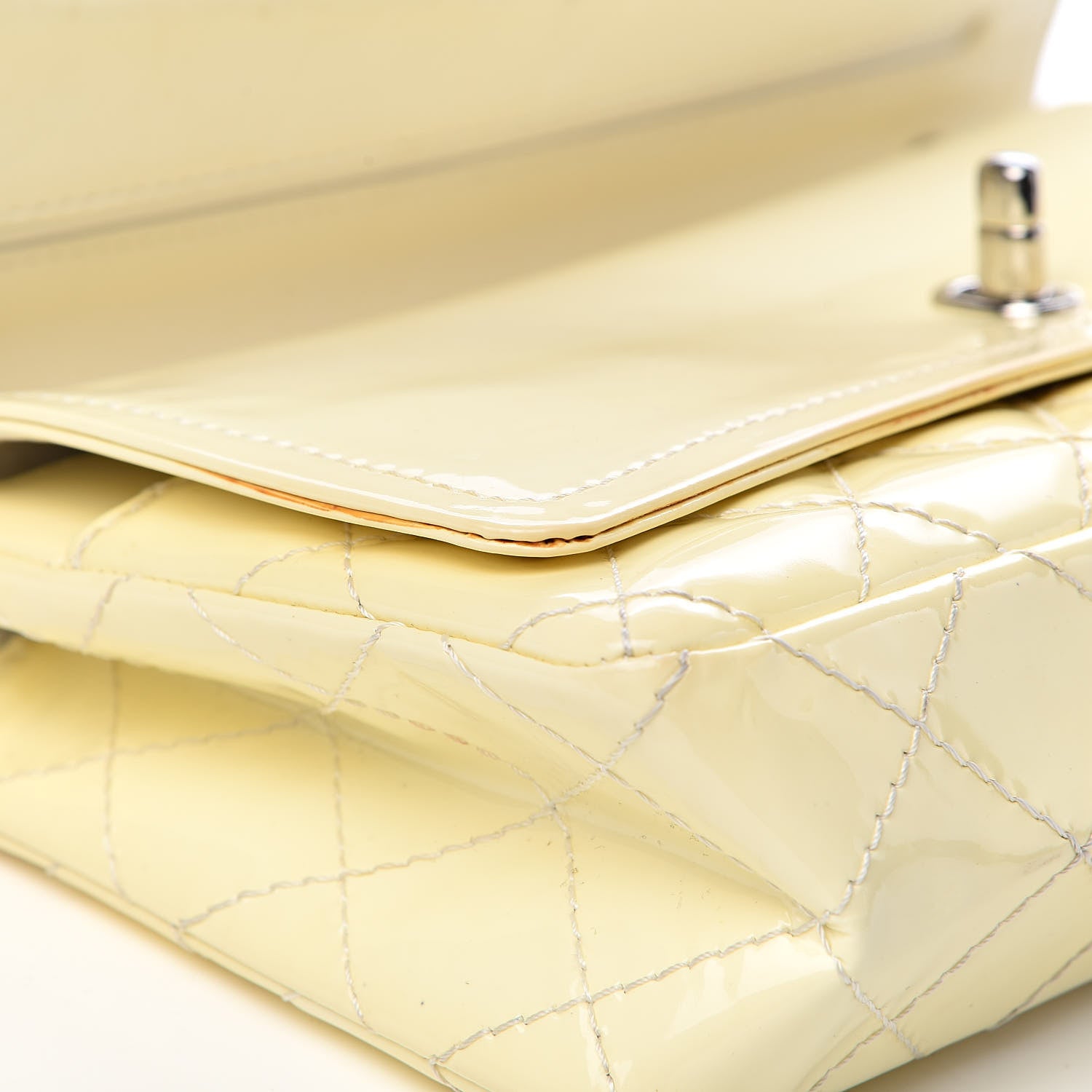 Chanel Patent Quilted Medium Double Flap Ivory 16 of 26