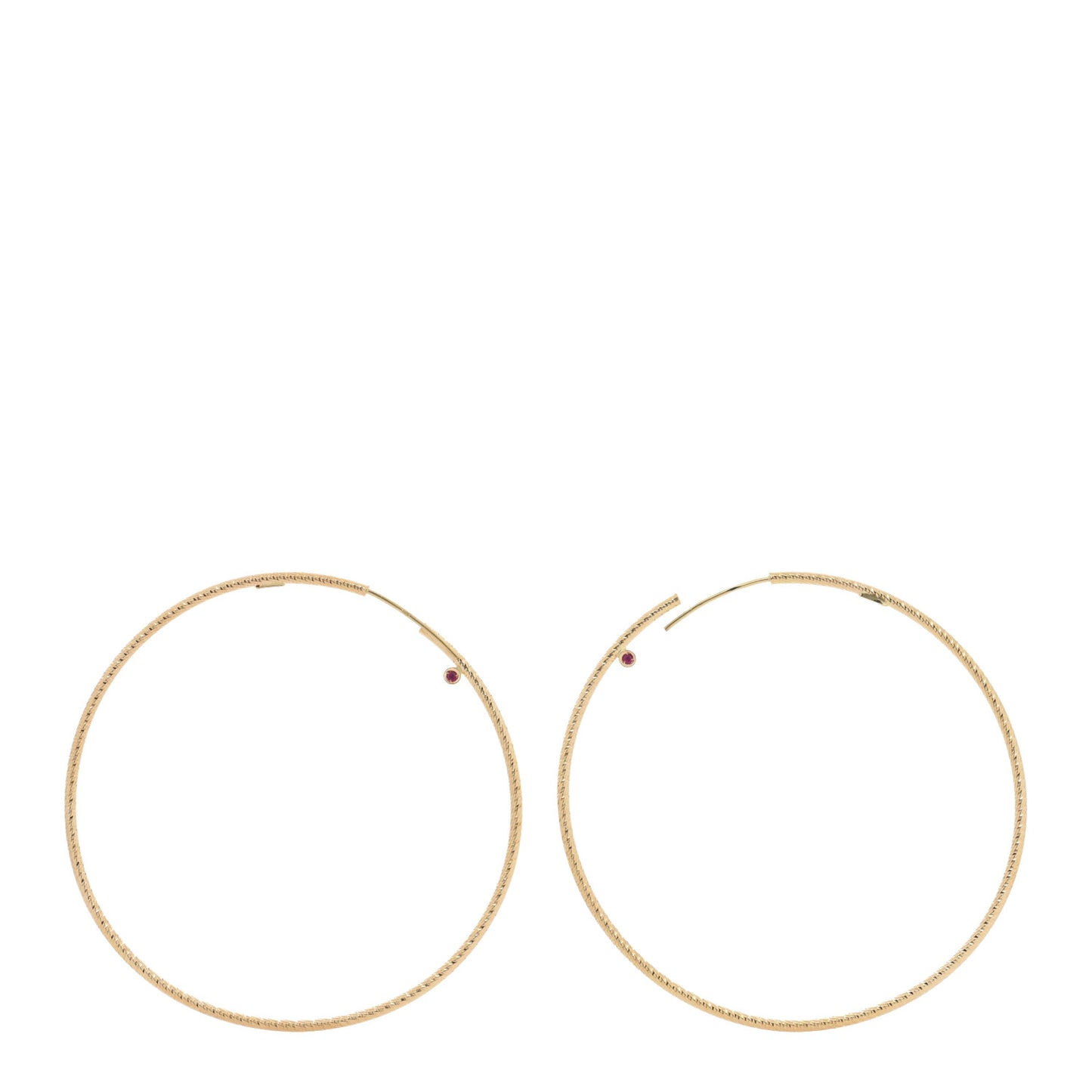 18K Yellow Gold Ruby Large Hoop Earrings