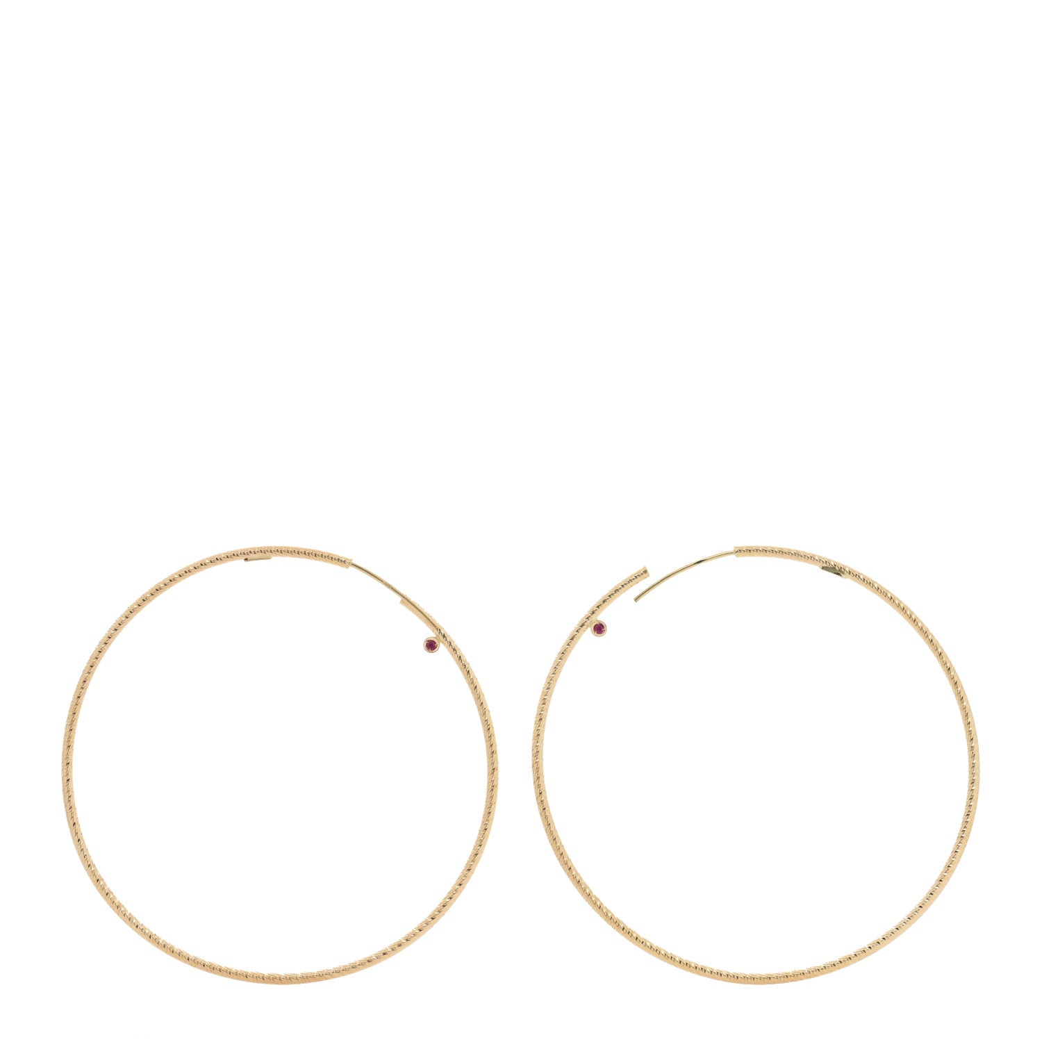 Roberto Coin 18K Yellow Gold Ruby Large Hoop Earrings 3 of 4